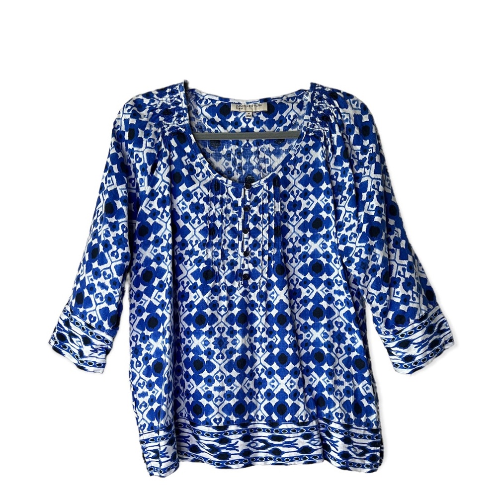 Jones New York 100% Linen Blue Tunic